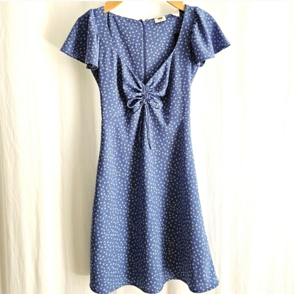 Levi's Blue & White Floral Delray Short Sleeve Mini Dress - Picture 2 of 16